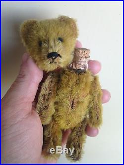 Rare Miniature 5 Vintage Schuco Mohair Perfume Bottle Bear Bit Worn No Reserve