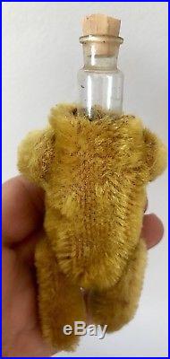 Rare Miniature 5 Vintage Schuco Mohair Perfume Bottle Bear Excellent No Res