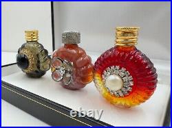 Rare Old Vntg Lot Of 3 Miniature Disigner Sample Perfume Bottles Antique Czech
