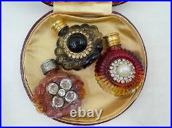 Rare Old Vntg Lot Of 3 Miniature Disigner Sample Perfume Bottles Antique Czech