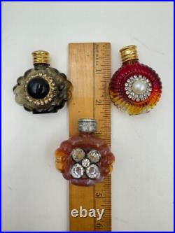 Rare Old Vntg Lot Of 3 Miniature Disigner Sample Perfume Bottles Antique Czech