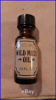 Rare VINTAGE 1970s WILD MUSK OIL Coty Div. Pfizer. 50 Oz Bottle ORIGINAL Formula
