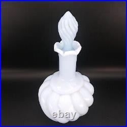 Rare Vintage 6.75 Fenton Baby Blue Swirl Milk Glass Vanity Perfume Bottle