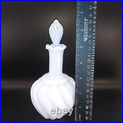 Rare Vintage 6.75 Fenton Baby Blue Swirl Milk Glass Vanity Perfume Bottle