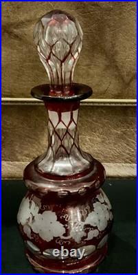 Rare Vintage Antique Victorian Glass Perfume Bottle and Stopper, 1860