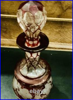 Rare Vintage Antique Victorian Glass Perfume Bottle and Stopper, 1860