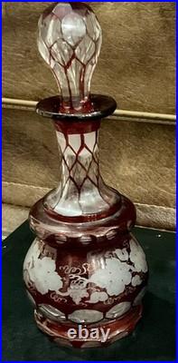 Rare Vintage Antique Victorian Glass Perfume Bottle and Stopper, 1860