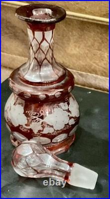 Rare Vintage Antique Victorian Glass Perfume Bottle and Stopper, 1860