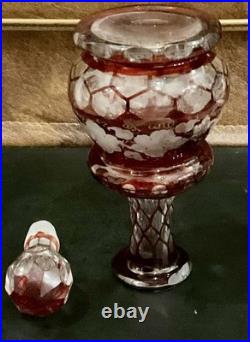 Rare Vintage Antique Victorian Glass Perfume Bottle and Stopper, 1860