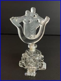 Rare Vintage Art deco Perfume Bottle Frosted Lovers Couple Dancers