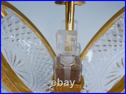 Rare Vintage French Ormolu Mtd Cut Crystal Mechanical Egg Perfume Bottle Caddy