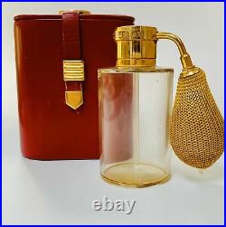 Rare Vintage Guerlain Baccarat Perfume Bottle Travel Atomizer Red Leather Case