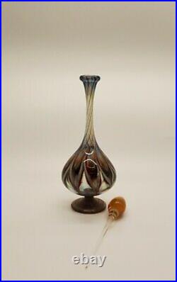 Rare Vintage Hand Blown Art Glass Swirled Perfume Bottle with Stopper
