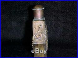 Rare Vintage ORIENTAL CHINESE BUDDHA SNUFF BOTTLE Metal Perfume Antique Dragon
