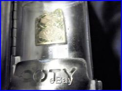 Rare Vintage Perfume Bottle & Top In Snap Swivel Silver Tone Case Coty Emeraude