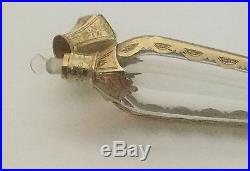 Rare Vintage and Exquisite French Rock Crystal Perfume Bottle Silver Gilt in Box