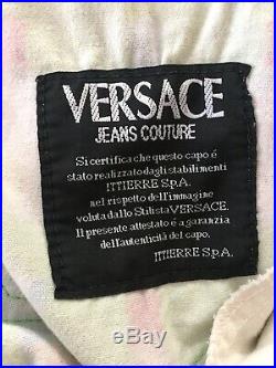 Rare Vtg Gianni Versace Couture Green Perfume Bottle Print Jeans XS