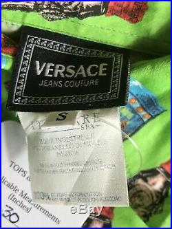 Rare Vtg Gianni Versace Jeans Green Perfume Bottle Print Shirt S