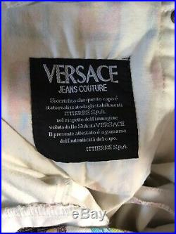 Rare Vtg Gianni Versace Jeans White Perfume Bottle Print Pants S/M 42