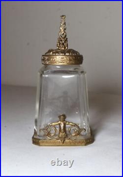 Rare antique 1800's antique gilt bronze perfume bottle pomander vinaigrette jar