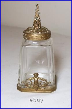 Rare antique 1800's antique gilt bronze perfume bottle pomander vinaigrette jar