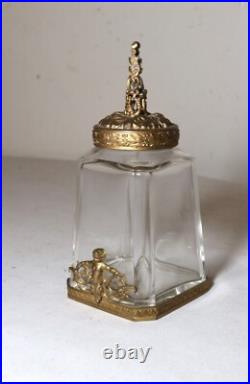 Rare antique 1800's antique gilt bronze perfume bottle pomander vinaigrette jar