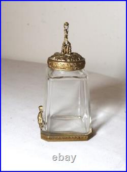 Rare antique 1800's antique gilt bronze perfume bottle pomander vinaigrette jar
