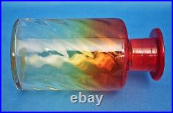 Rare vtg AMBERiNA FiERY RED ORANGE URANiUM GLASS Perfume Dresser Bottle+Stopper