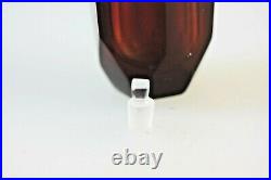 Red Glass Embossed Silver Top Scent Perfume Bottle Red Glass overlay & stopper