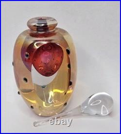 Roger Gandelman Art Glass Iridescent Vintage Perfume Bottle 1997 Signed