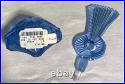 SALE! Vintage CZECH CUT GLASS BLUE CRYSTAL ART DECO PERFUME BOTTLE w Dauber