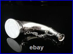 Sampson Mordan Antique Sterling Silver Hunting Horn Vinaigrette Scent Bottle