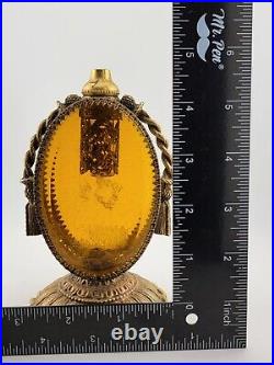 Set Of 2 Antique Ornate pair Gold Ormolu Filigree Perfume Bottle Cherubs bottles