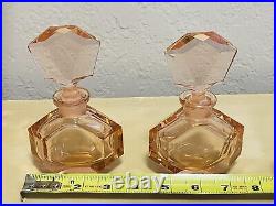 Set Of 2 Art Deco Heavy Crystal Perfume Vintage W German Holmbspray Peach Pink