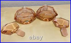 Set Of 2 Art Deco Heavy Crystal Perfume Vintage W German Holmbspray Peach Pink