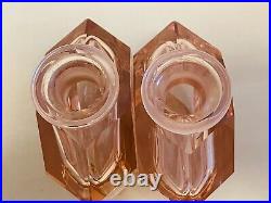 Set Of 2 Art Deco Heavy Crystal Perfume Vintage W German Holmbspray Peach Pink