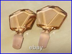 Set Of 2 Art Deco Heavy Crystal Perfume Vintage W German Holmbspray Peach Pink