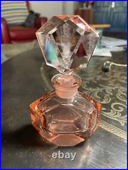 Set Of 2 Art Deco Heavy Crystal Perfume Vintage W German Holmbspray Peach Pink