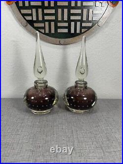 Set Of 2 Vintage Erickson Glass Amethyst 9 Perfume Bottles