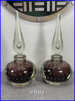 Set Of 2 Vintage Erickson Glass Amethyst 9 Perfume Bottles