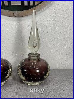 Set Of 2 Vintage Erickson Glass Amethyst 9 Perfume Bottles