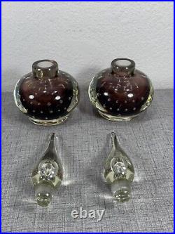 Set Of 2 Vintage Erickson Glass Amethyst 9 Perfume Bottles