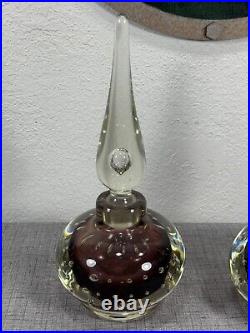 Set Of 2 Vintage Erickson Glass Amethyst 9 Perfume Bottles