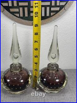 Set Of 2 Vintage Erickson Glass Amethyst 9 Perfume Bottles