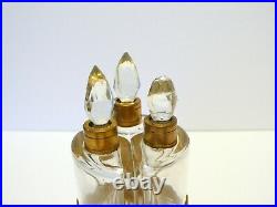 Set Of 3 Antique French Ormolu Glass Perfume Bottles
