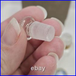 Set Of 3 VTG Guilloche Enamel Flowers Perfume Bottles With Glass Stoppers & Case