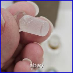 Set Of 3 VTG Guilloche Enamel Flowers Perfume Bottles With Glass Stoppers & Case