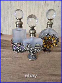 Set Of 3 Vintage Alice Aliya Refillable Perfume Bottle Embrossed Decor Screw Cap Set Of 3 Vintage Alice Aliya Refillable Perfume Bottle Embrossed Decor Screw Cap