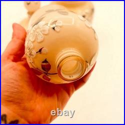 Set Of Three Vintage Pink Hand Painted Czech Perfume Vanity Bottles