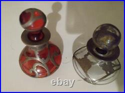 Set of 2 Vintage Art Neuveau Glass Perfume Bottles